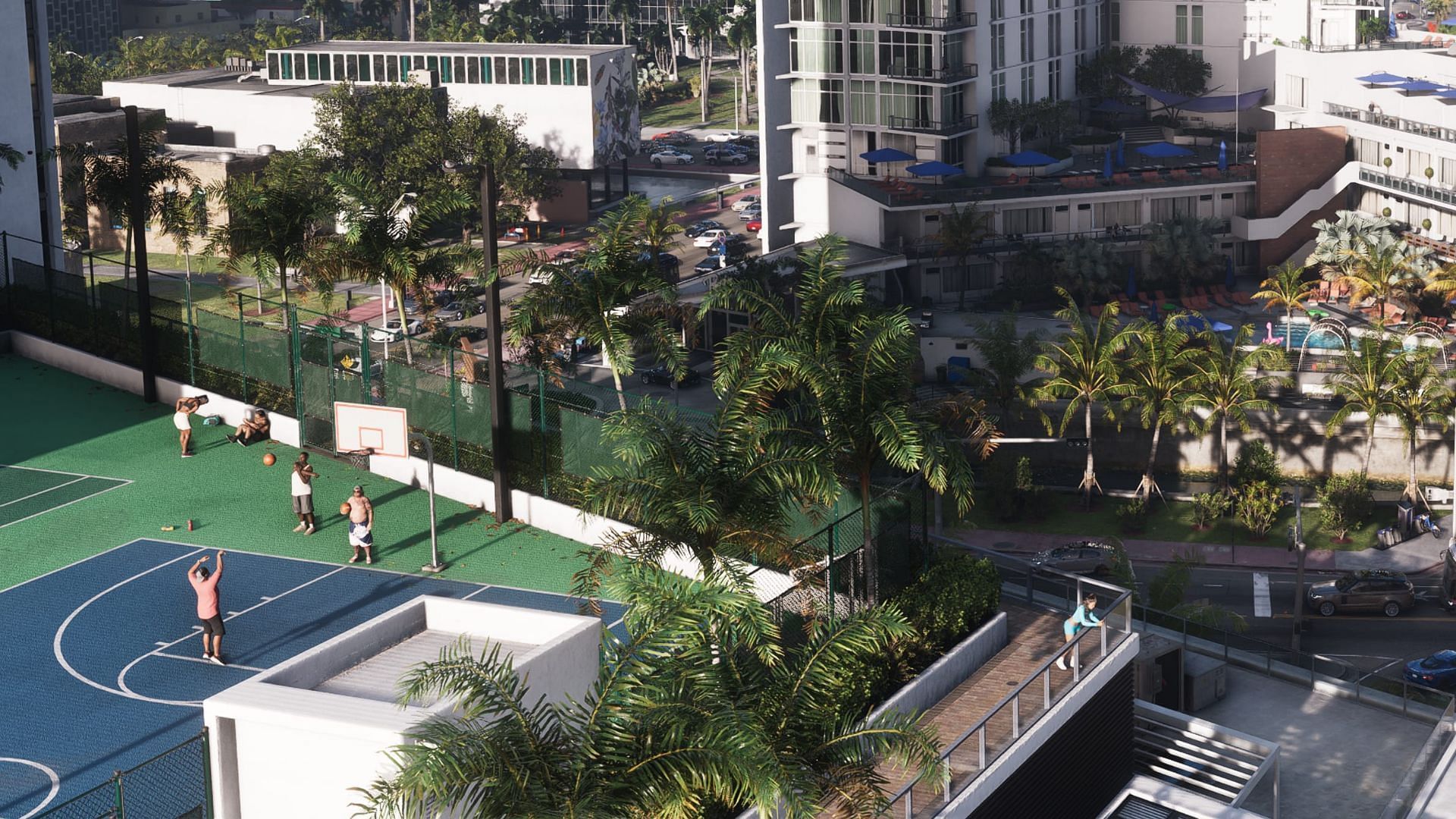 NPCs playing basketball in Vice City (Image via Rockstar Games)